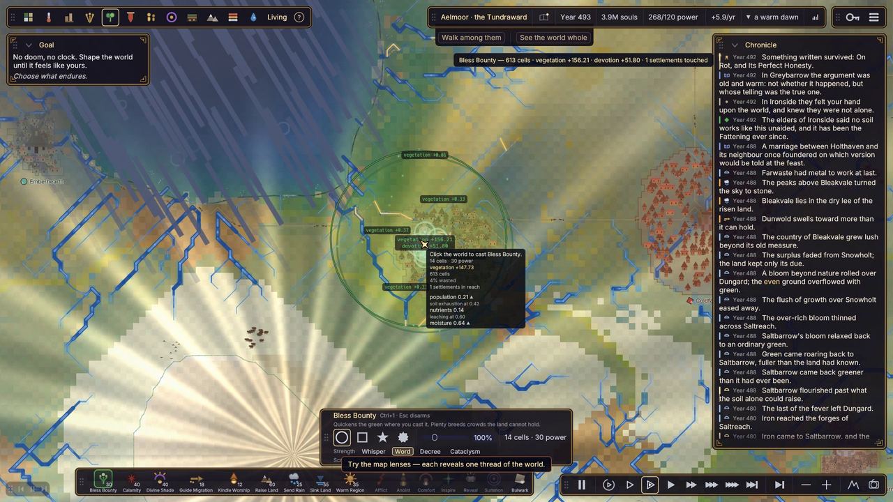 A shaping verb cast under god-rays